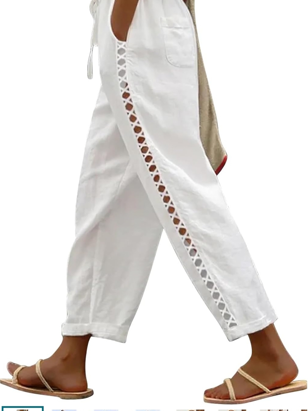 Women’s White Cropped Linen Pants